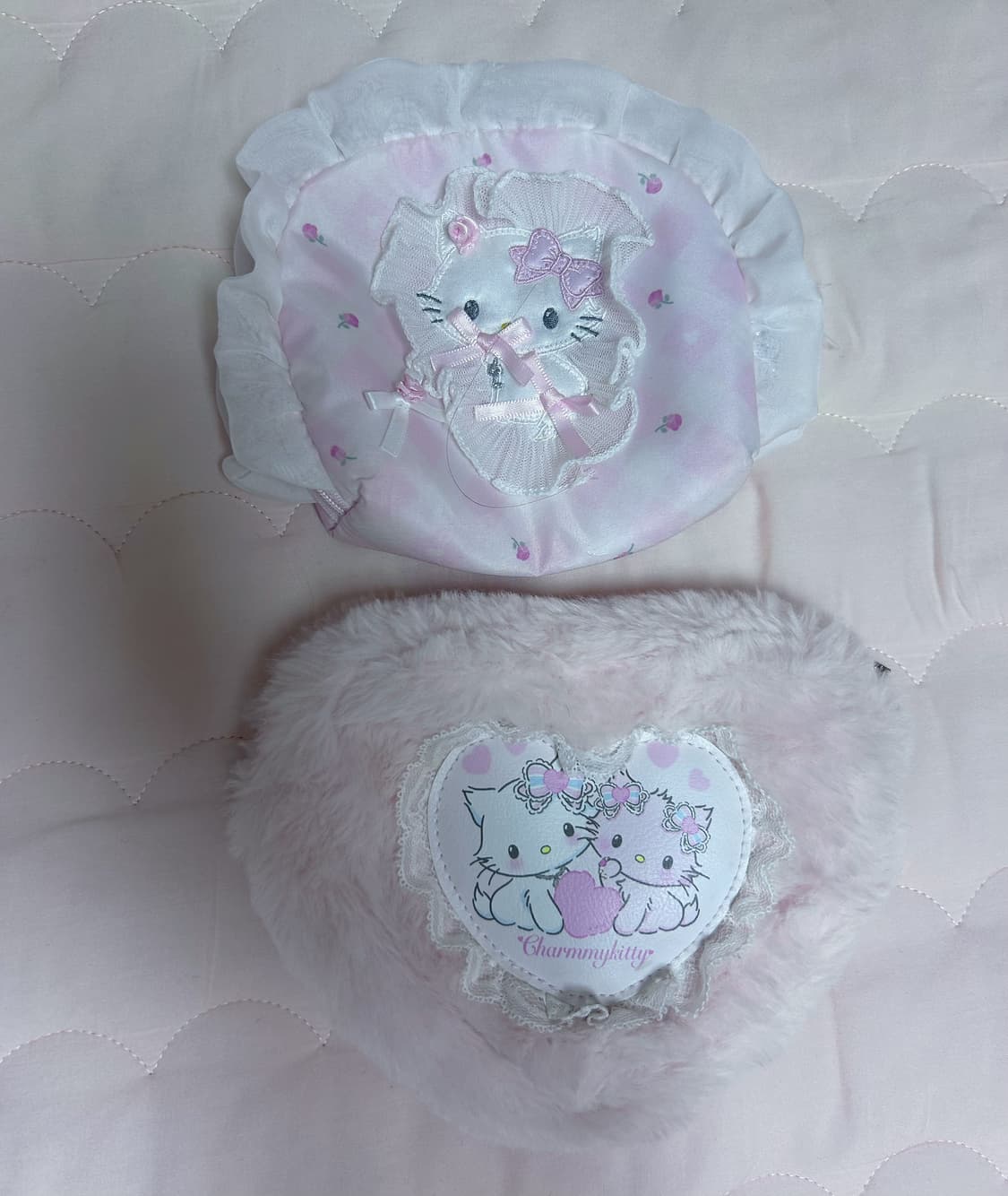 산리오 챠미키티 마이퍼베이비 프릴 핑크 헤이세이 플러피 하트 파우치 상품이미지1