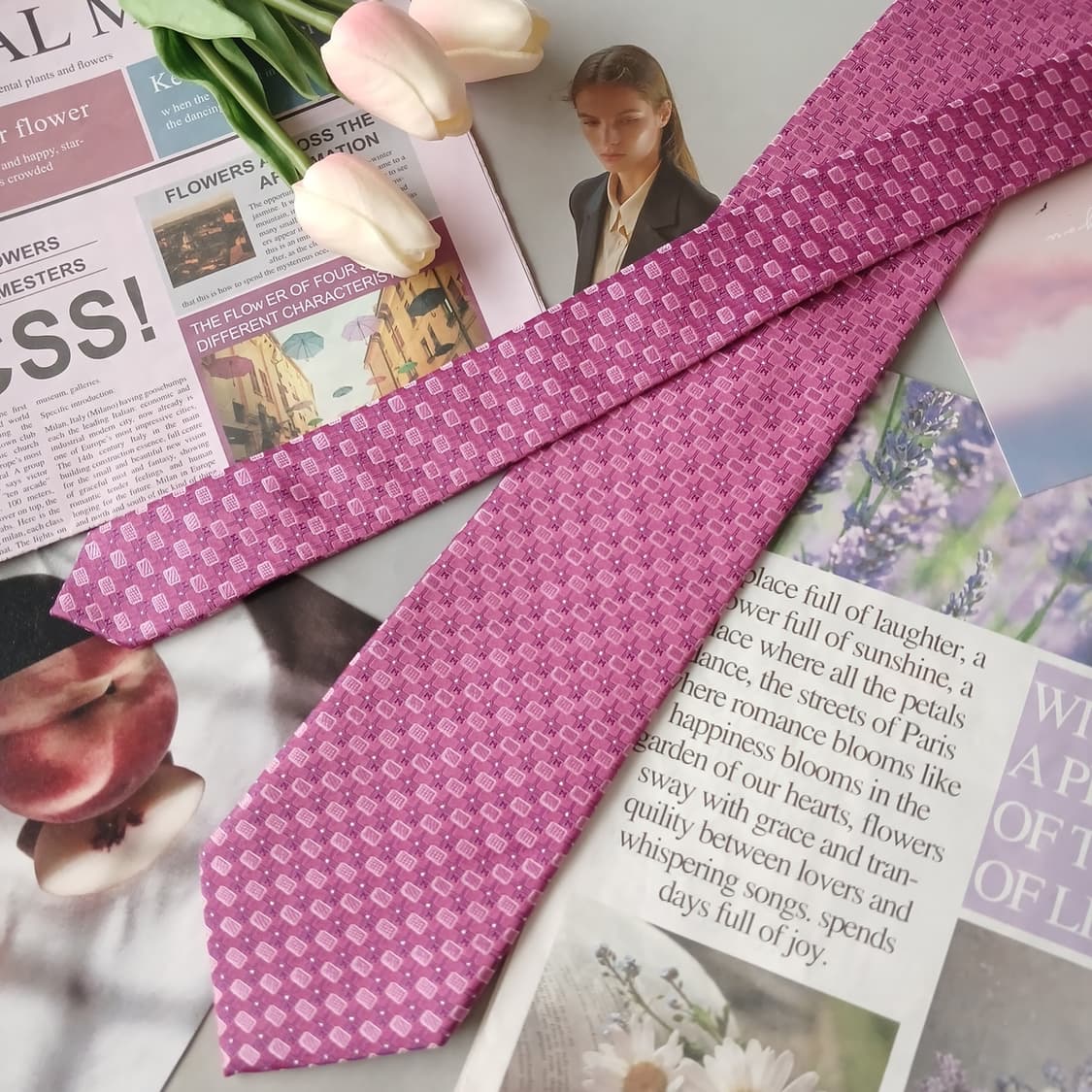 메트로시티 실크 퍼플 패턴 넥타이 8.7cm A+등급 A19263
 상품이미지3