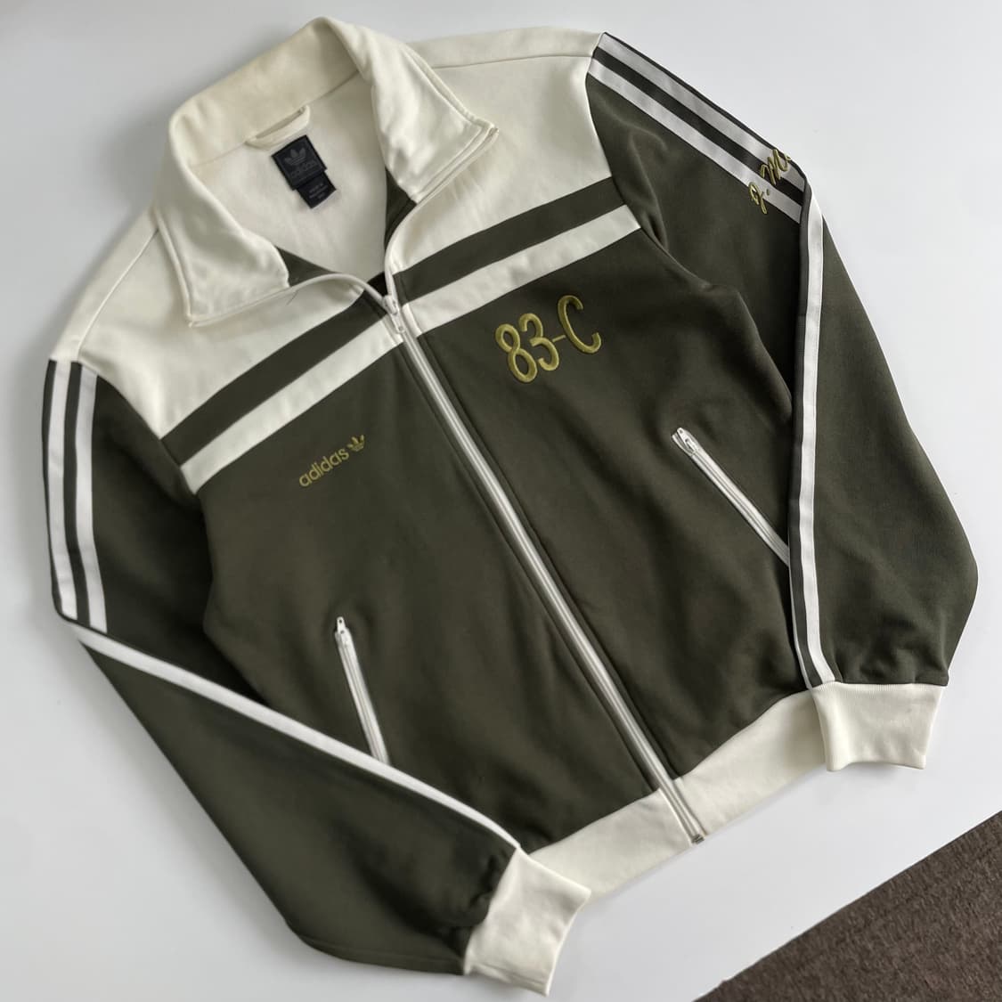 Adidas 아디다스 00‘s 카키 아이보리 배색 배켄자우어 트랙탑 자켓 상품이미지2