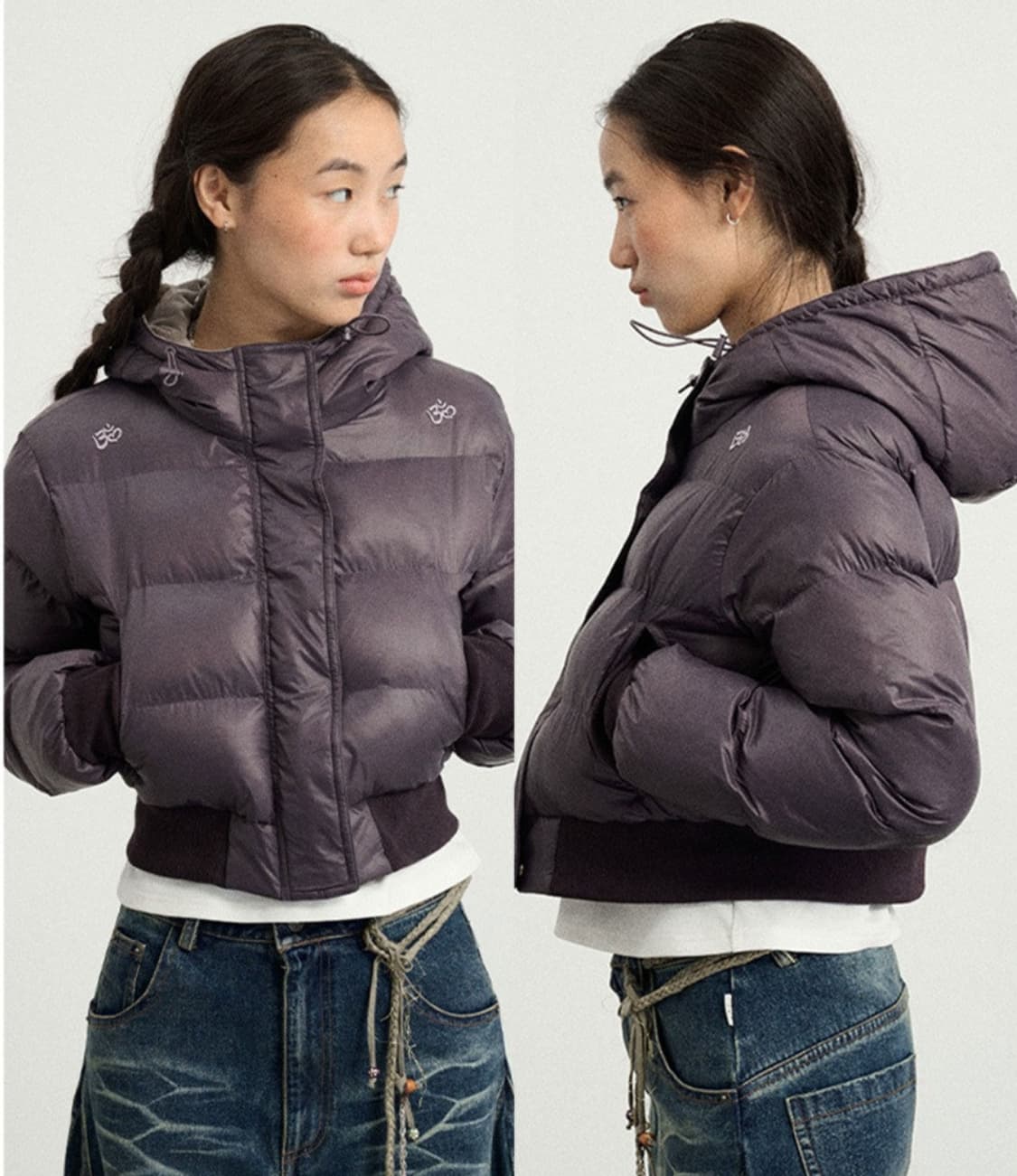 아키하라 후드 숏패딩 퍼플 M 상품이미지1