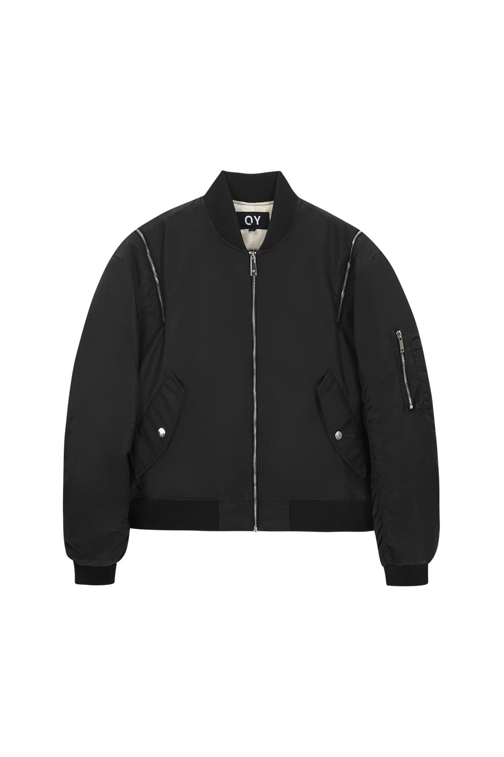 Oy BACK POCKET DOUBLE ZIP BOMBER-BLACK 상품이미지1