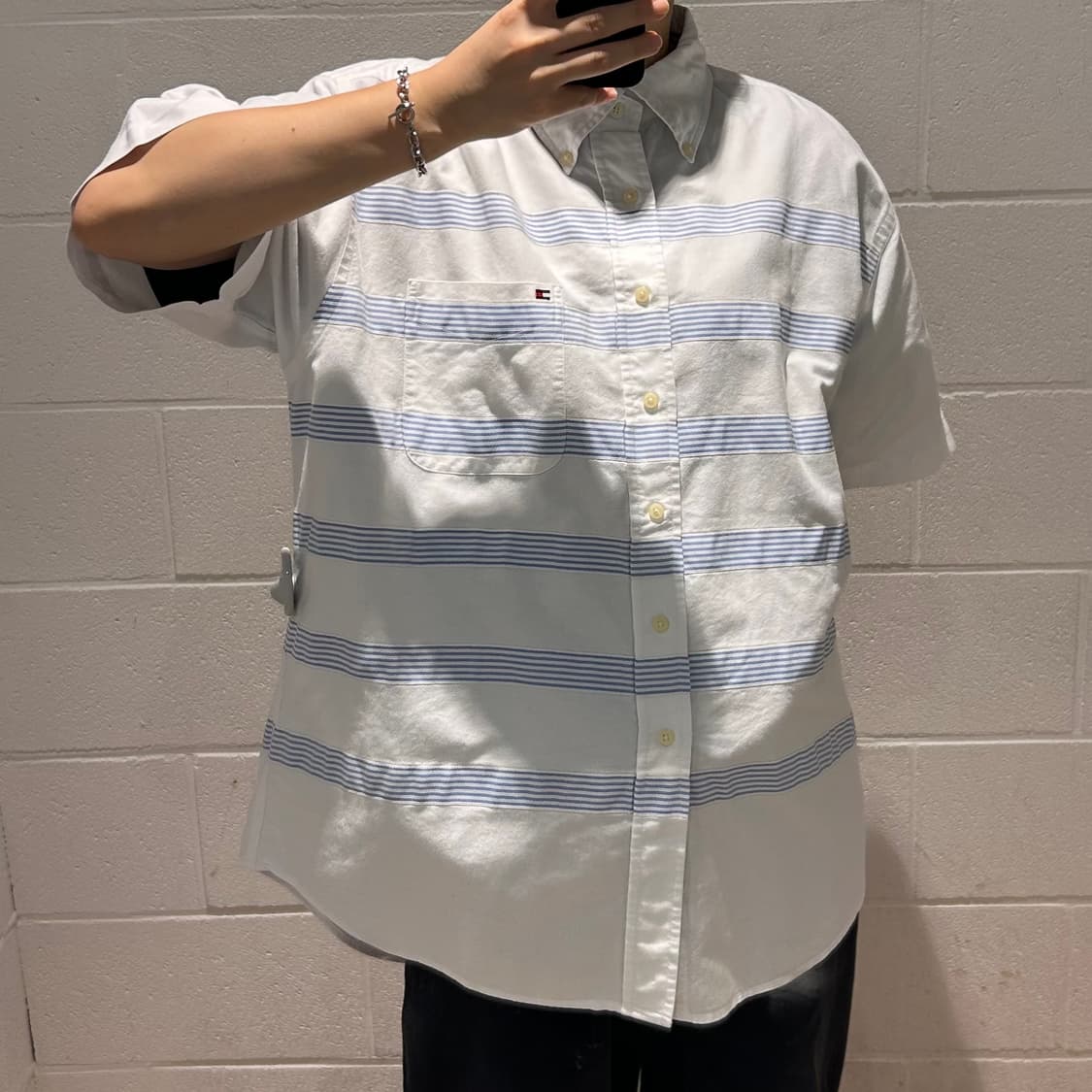 Tommy Hilfiger Logo Stripe Shirts 상품이미지3