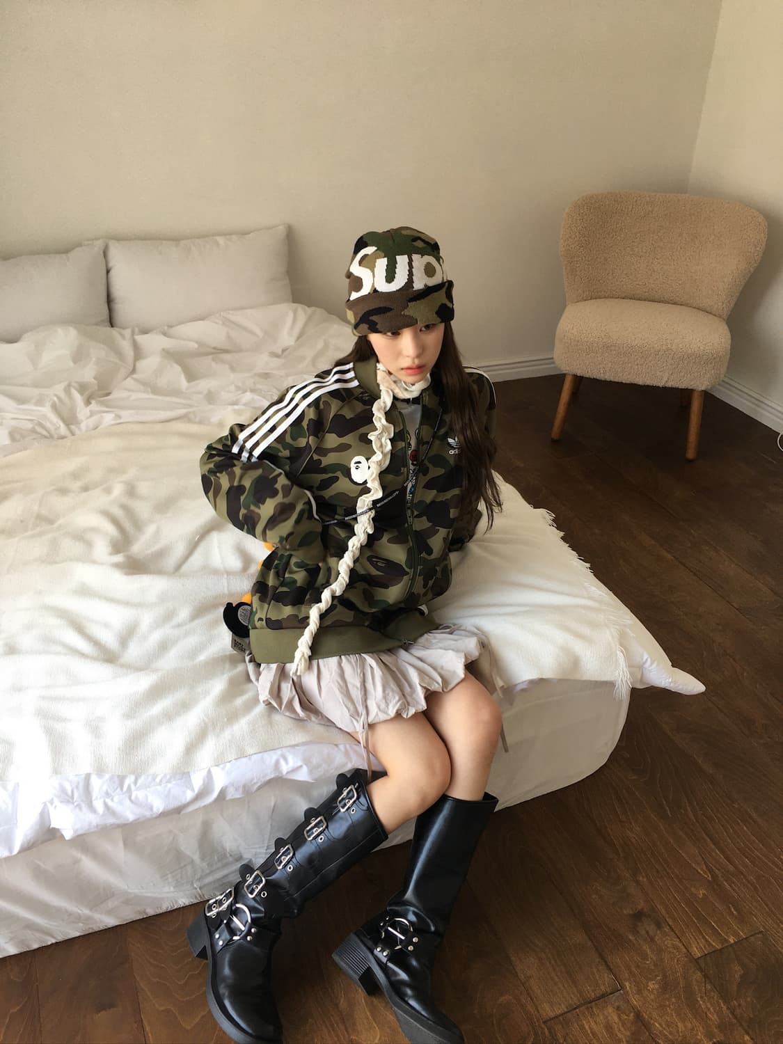 베이프 x 아디다스 녹계 카모 트랙탑 상품이미지1