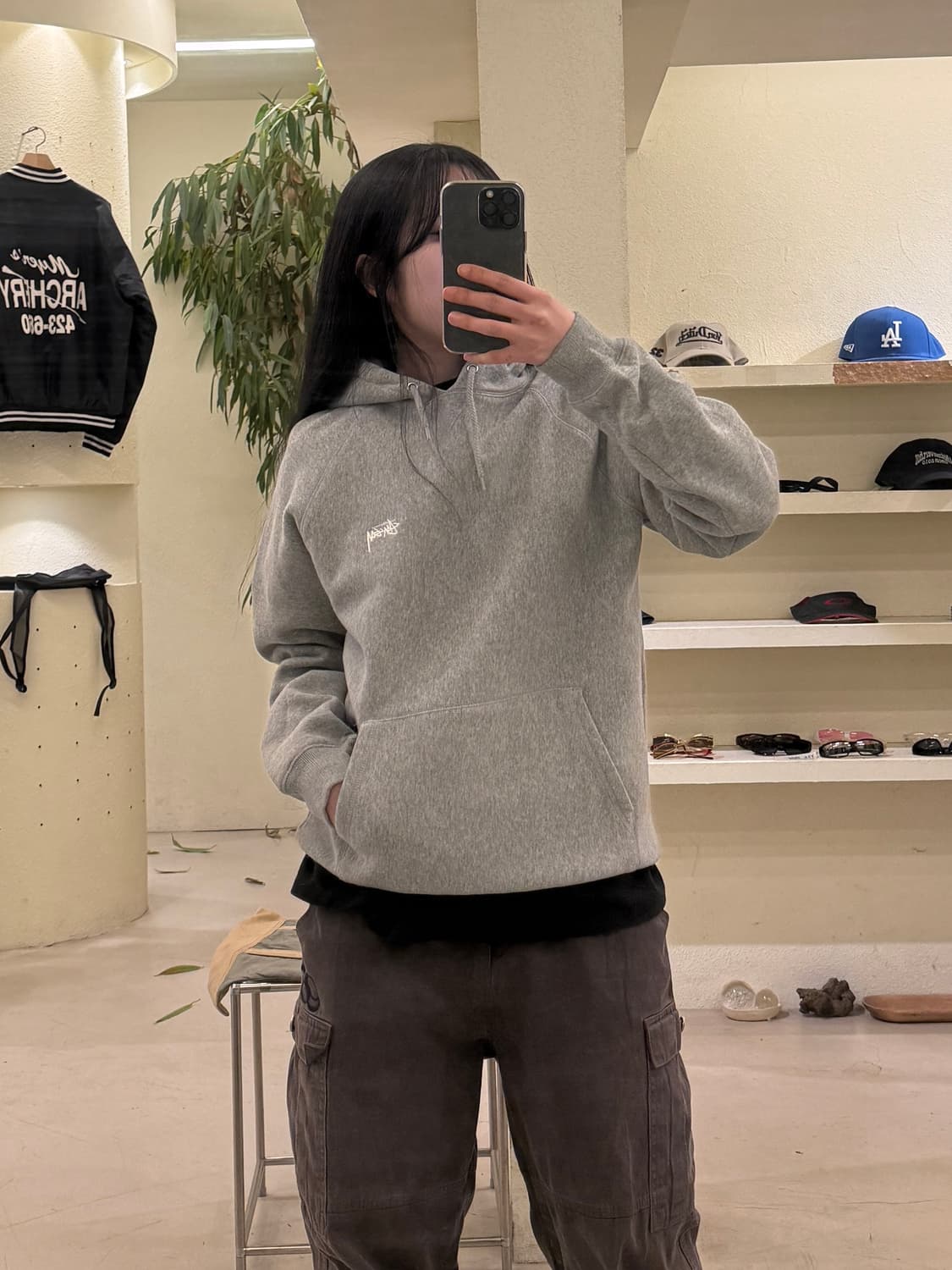 스투시 스몰 로고 그레이 후드티 U487 상품이미지1