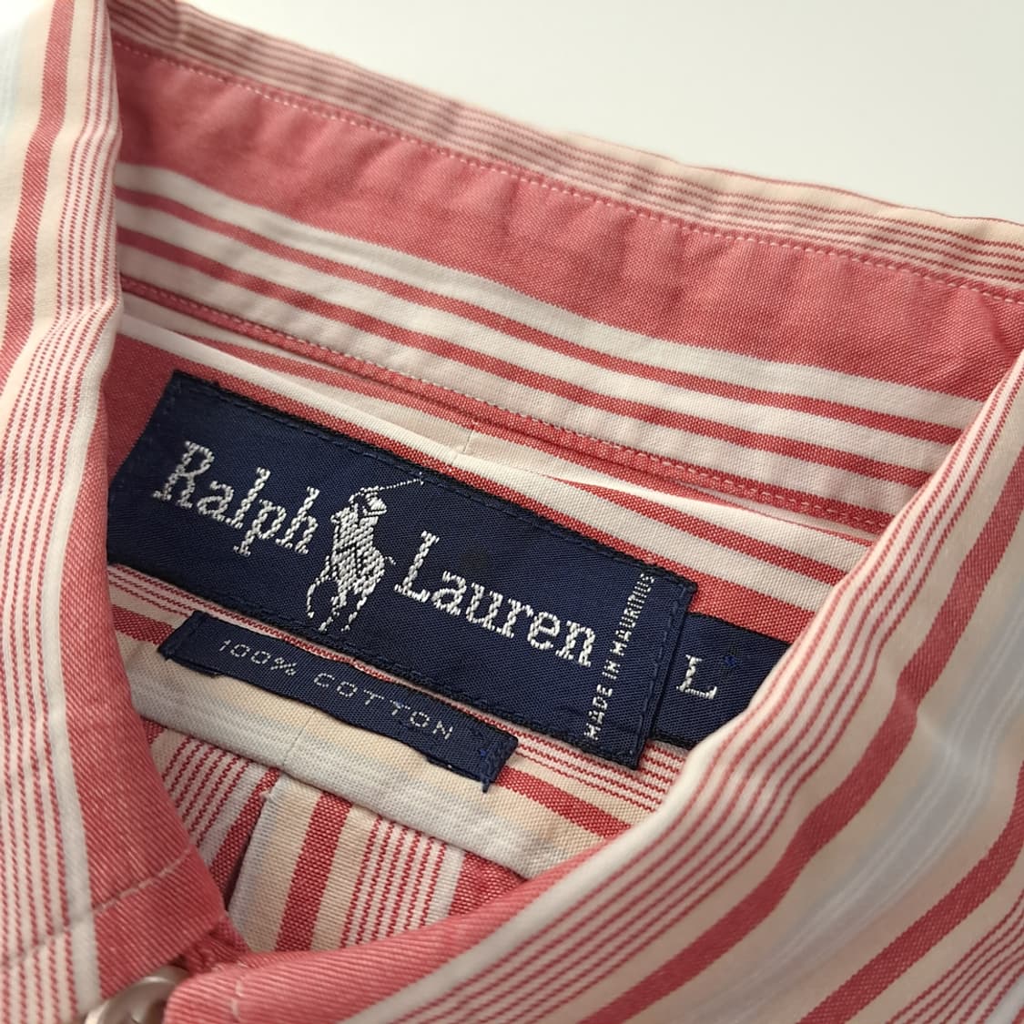 CK301 L 폴로 90s 워시드 레드 프레피 스트라이프 셔츠 남방 상품이미지3