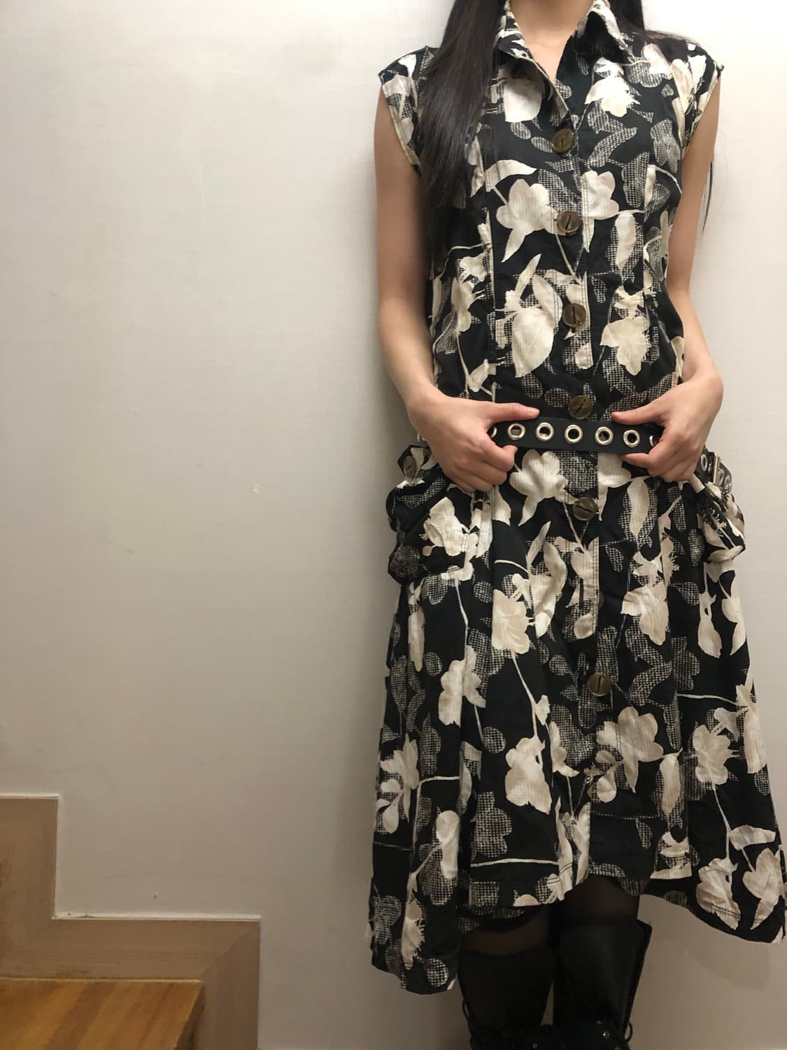 빈티지 블랙 오리엔탈 플라워 원피스 상품이미지7
