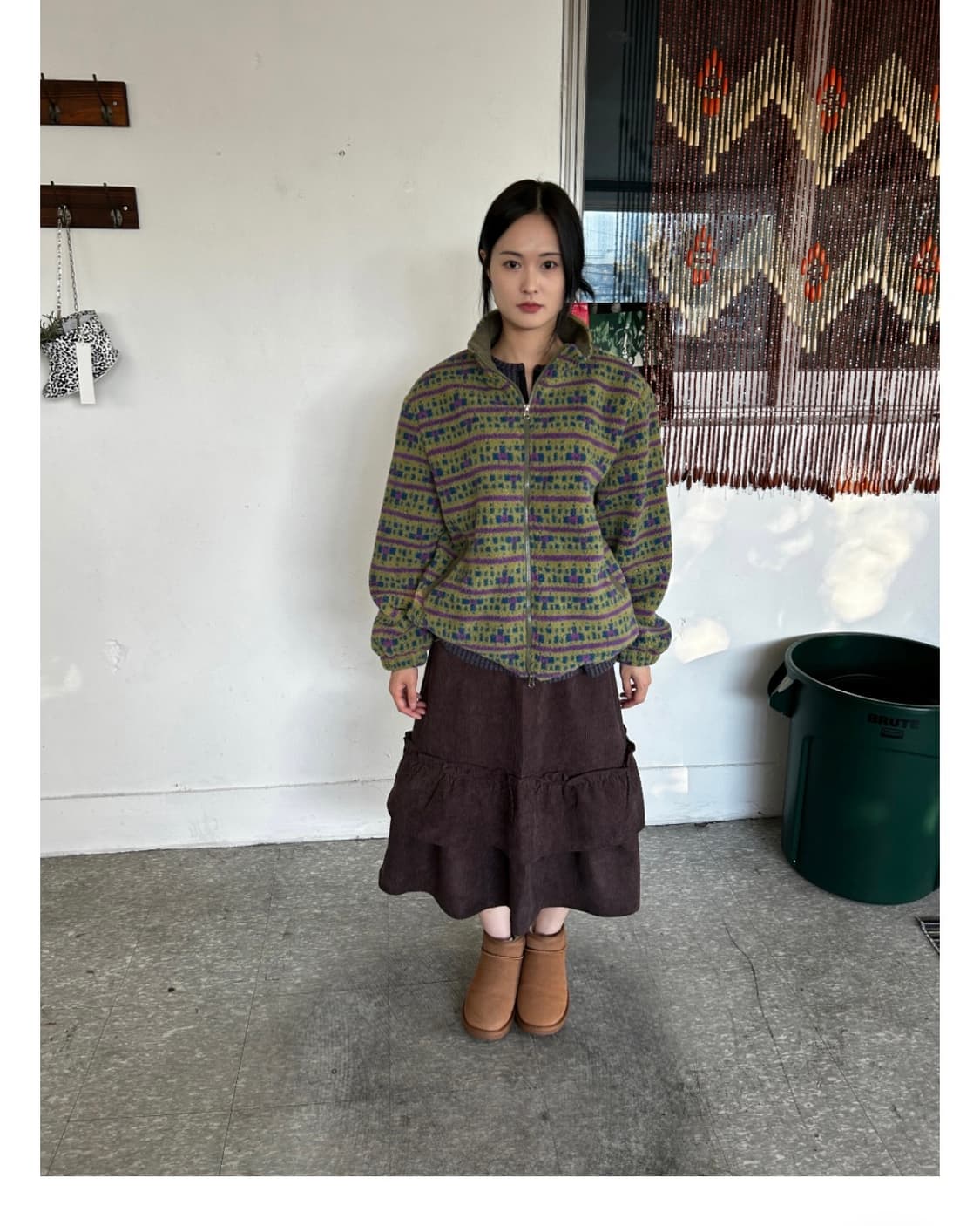 가든페이지 빈티지 패턴 플리스 집업 자켓 mist bloom fleece 상품이미지5