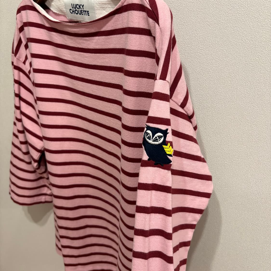럭키슈에뜨 핑크/버건디 스트라이프 티셔츠 상품이미지6
