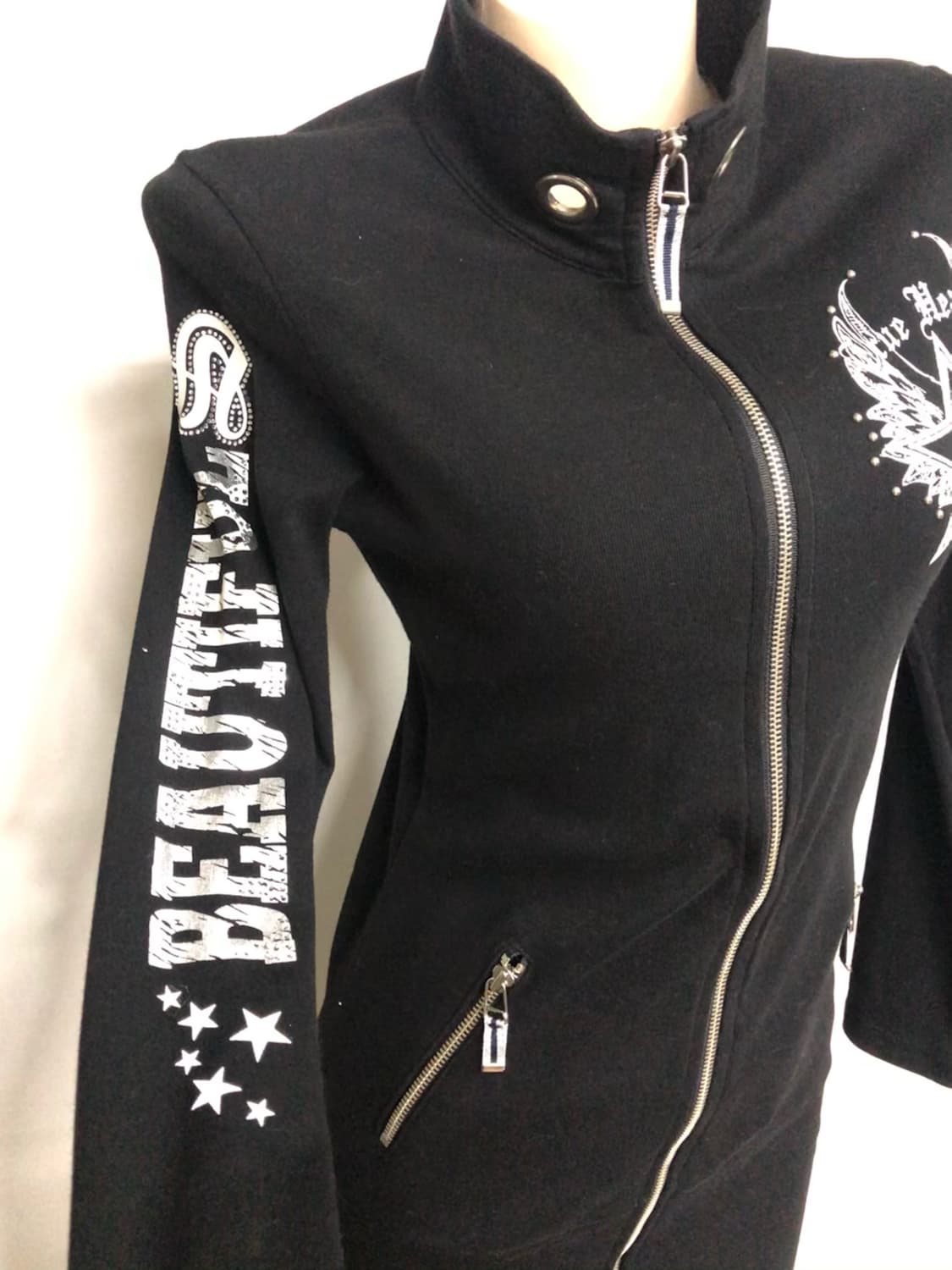 punk lettering zip-up one piece 상품이미지4