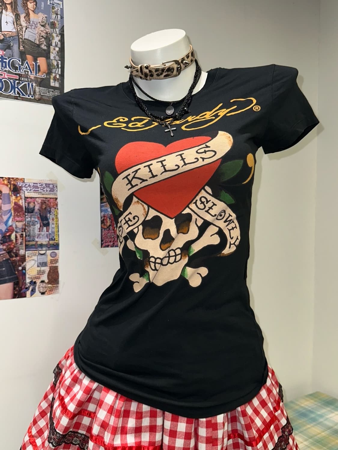 Skull Printed Black Slim T-shirt 상품이미지1