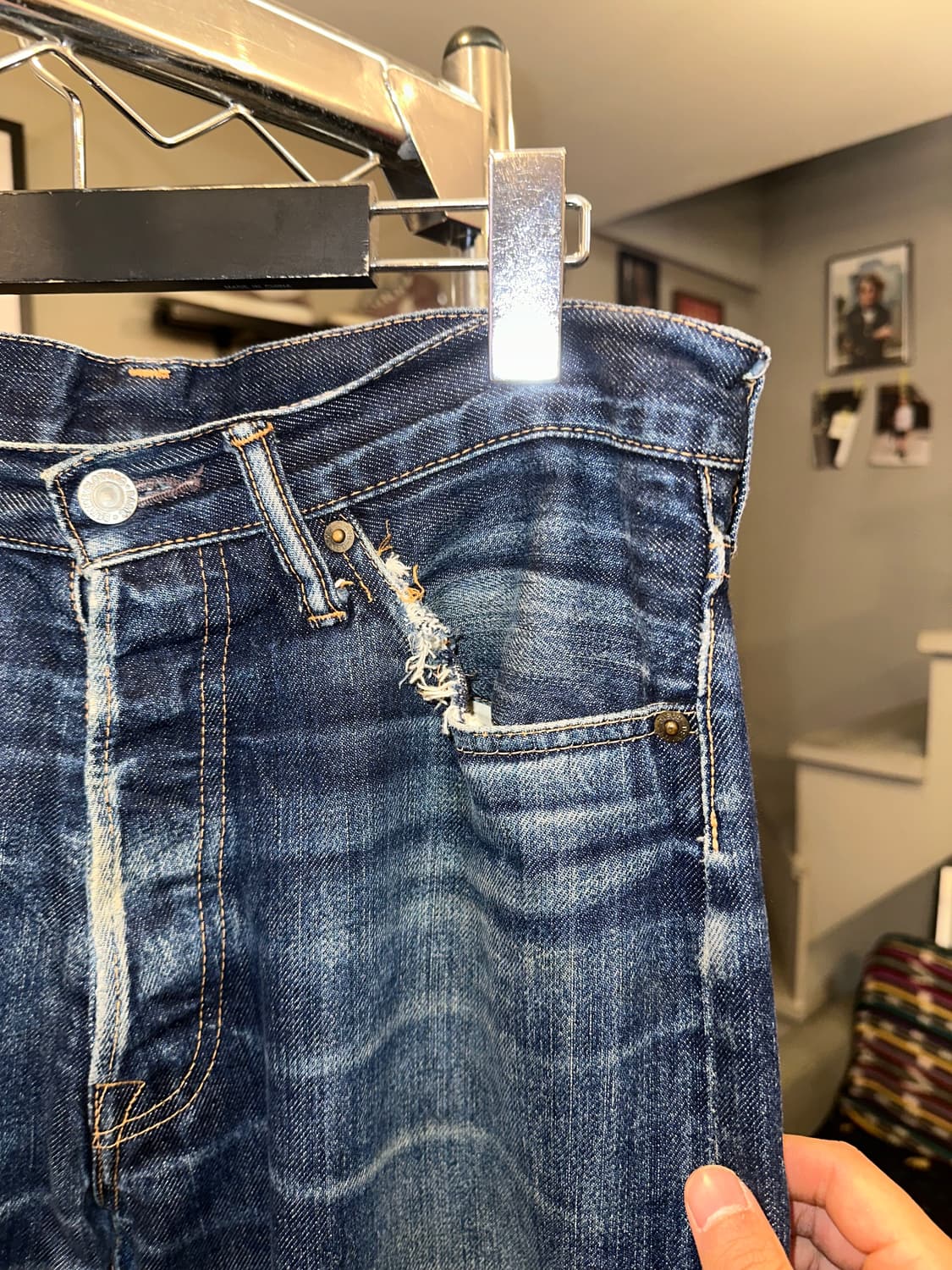 Denime Selvedge destroyed denim pants 상품이미지6