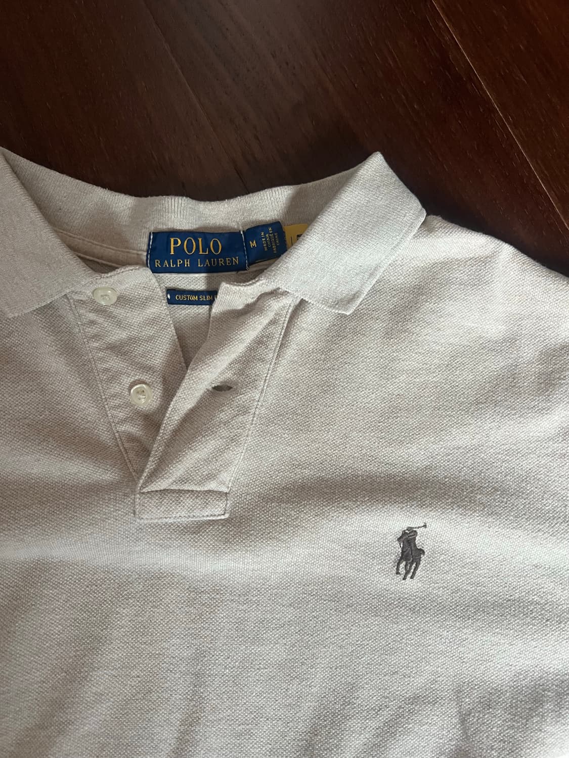 폴로 랄프로렌 커스텀 슬림핏 아이보리 카라티 (M) 상품이미지2