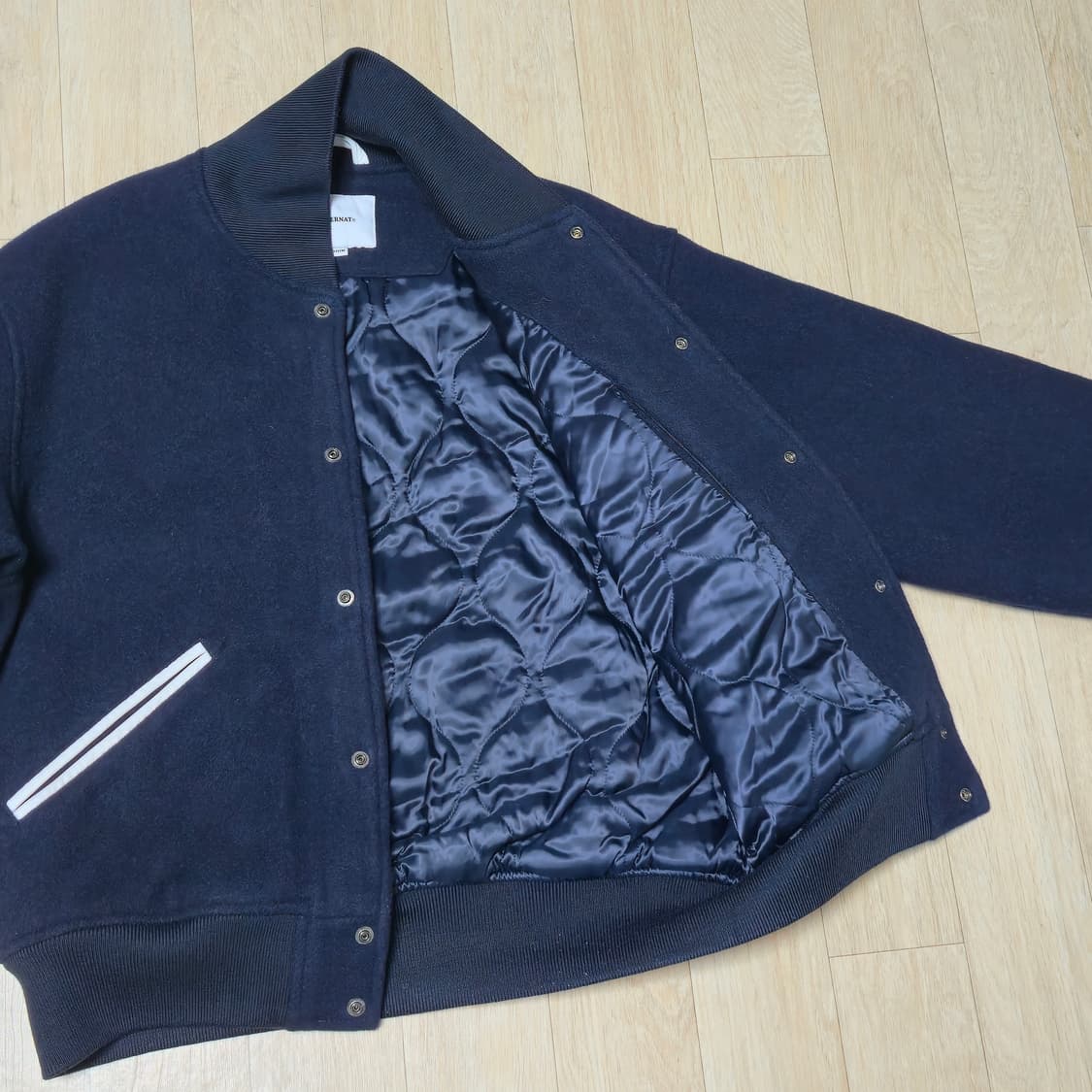 커버낫 네이비 울혼방 스타디움 자켓 C 패치 야구 점퍼 바시티 자켓 상품이미지6