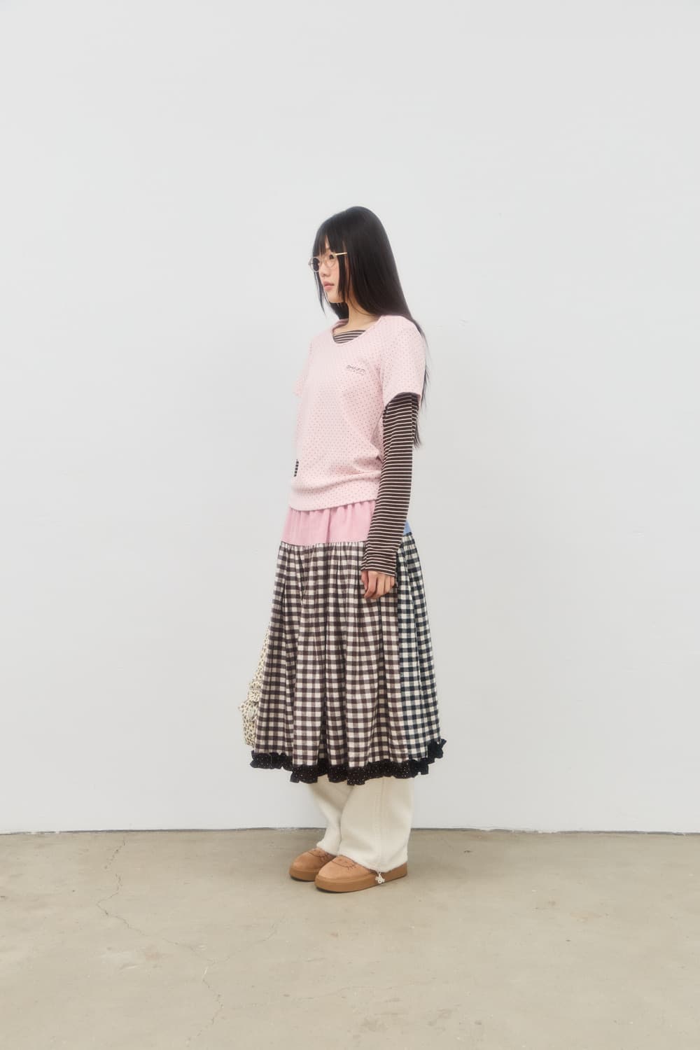 샤키리 브라우니깅엄체크스커트 상품이미지2