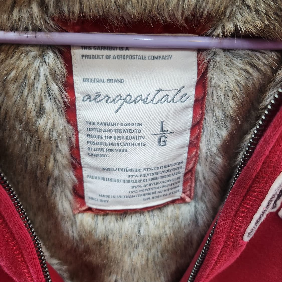 에어로포스테일 로고자수 울프조(안감털) 후드집업 L(M) 상품이미지5