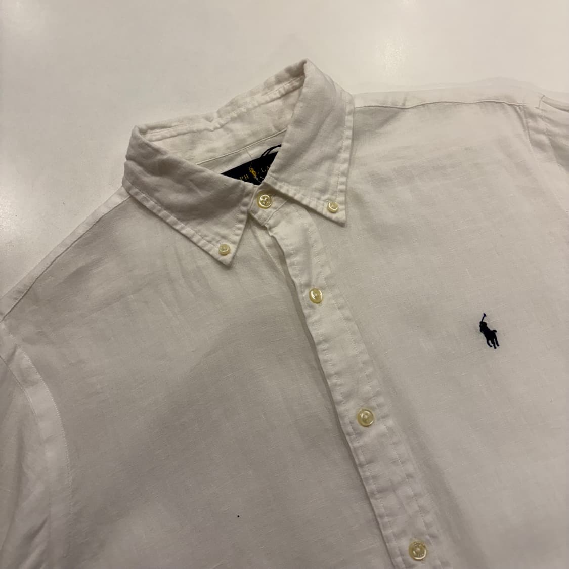 [M] 폴로 랄프로렌 린넨 신형 큐알 셔츠 화이트 긴팔 B828 상품이미지3