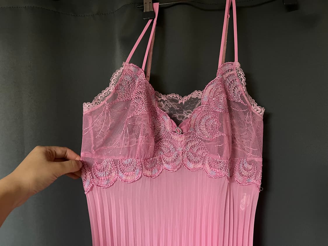 갸루 핑크 슬립 원피스 상품이미지1