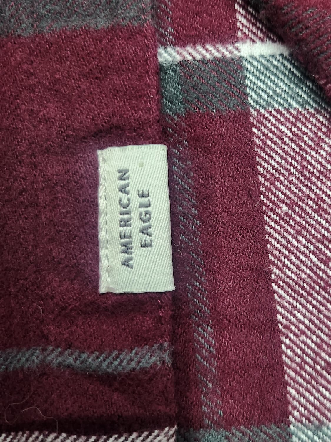 아메리칸 이글 버건디 체크 플란넬 셔츠 XL 상품이미지3