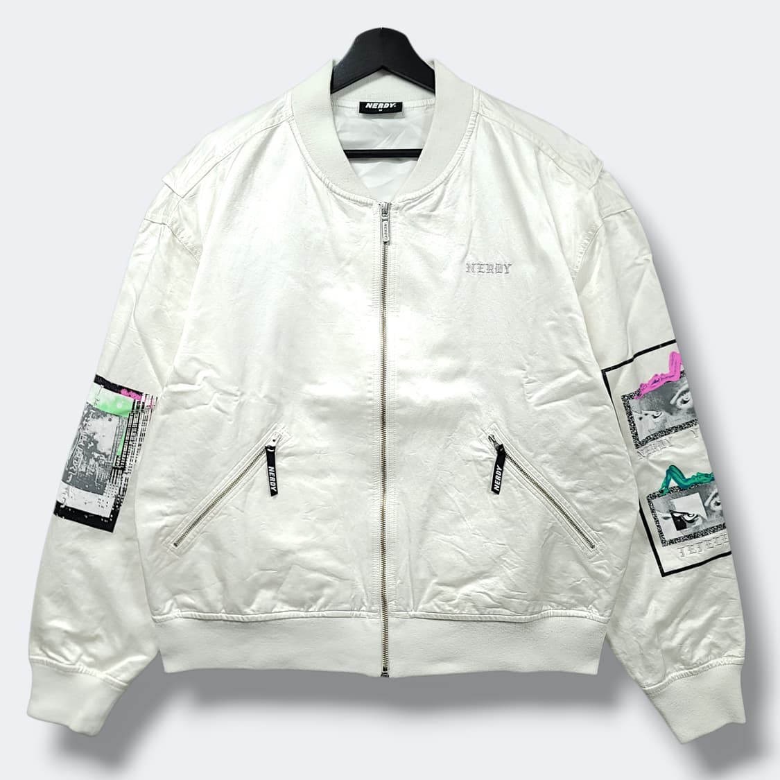 [M] 널디 화이트 프린팅 MA-1 오버핏 블루종 자켓 상품이미지1