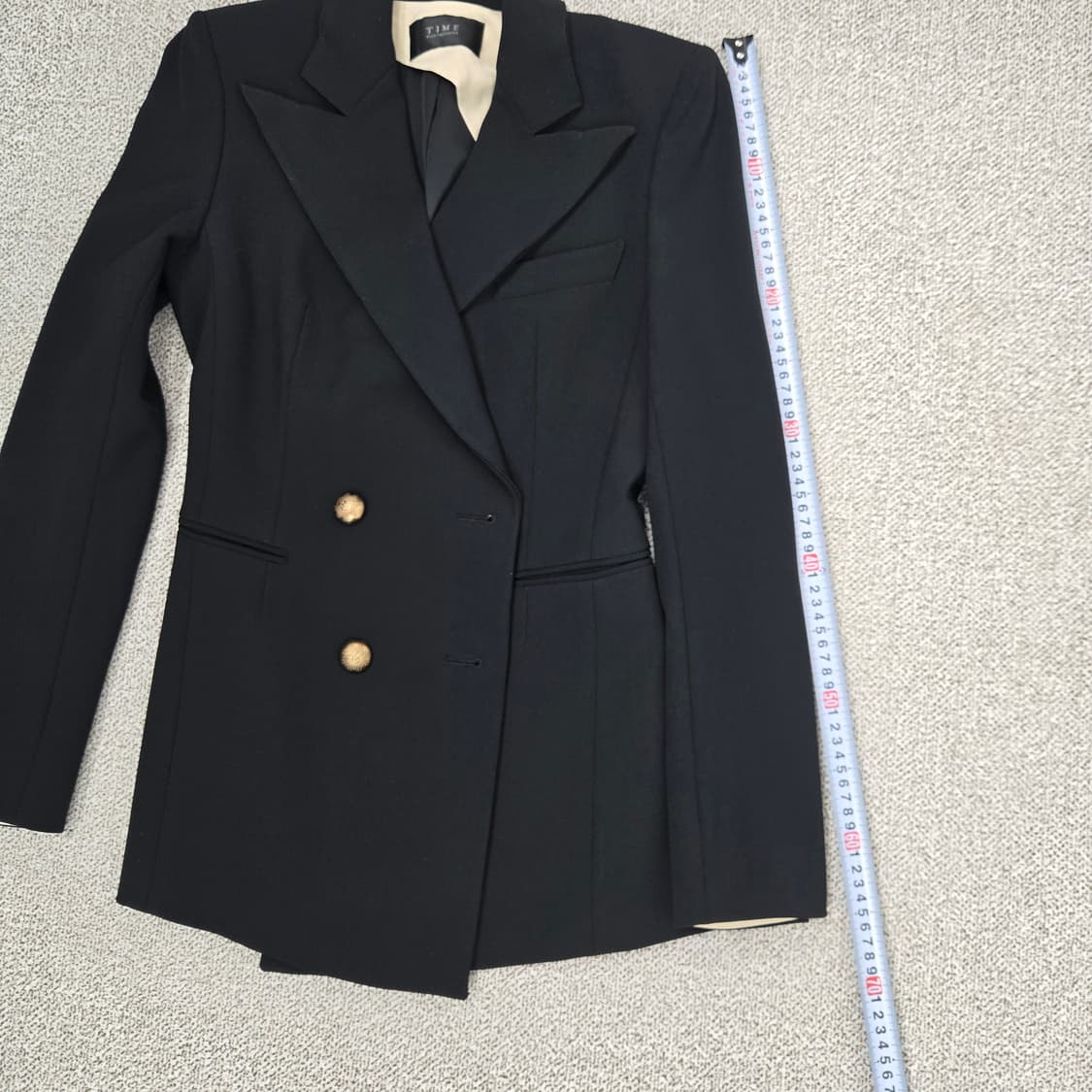 0187타임 실크견 블랙 금장 버튼 더블 브레스트 자켓 66 상품이미지8