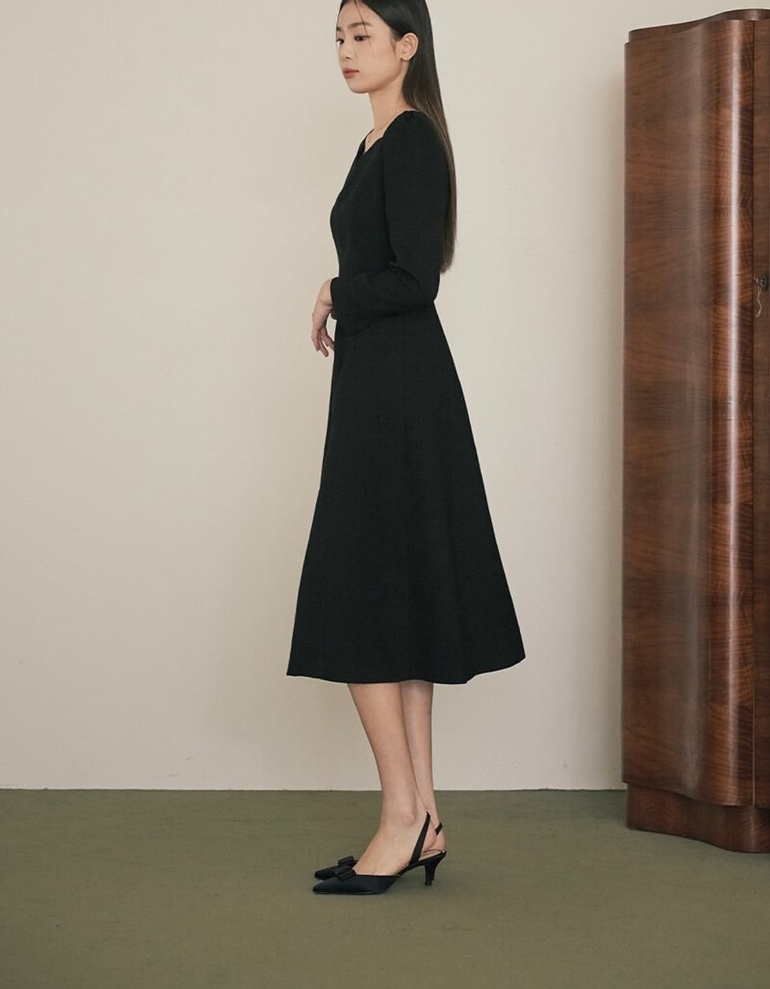 플로움 클래식 노스텔지아 드레스 롱 s 블랙 상품이미지2