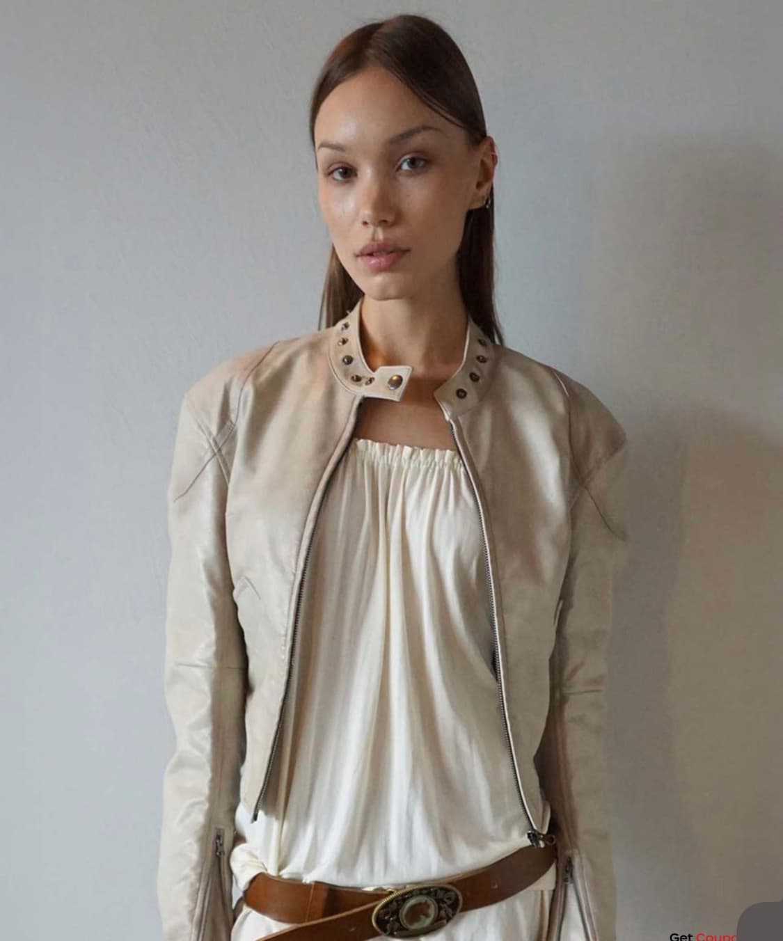 스컬프터 레더 봄버 자켓 아이보리 m 상품이미지2