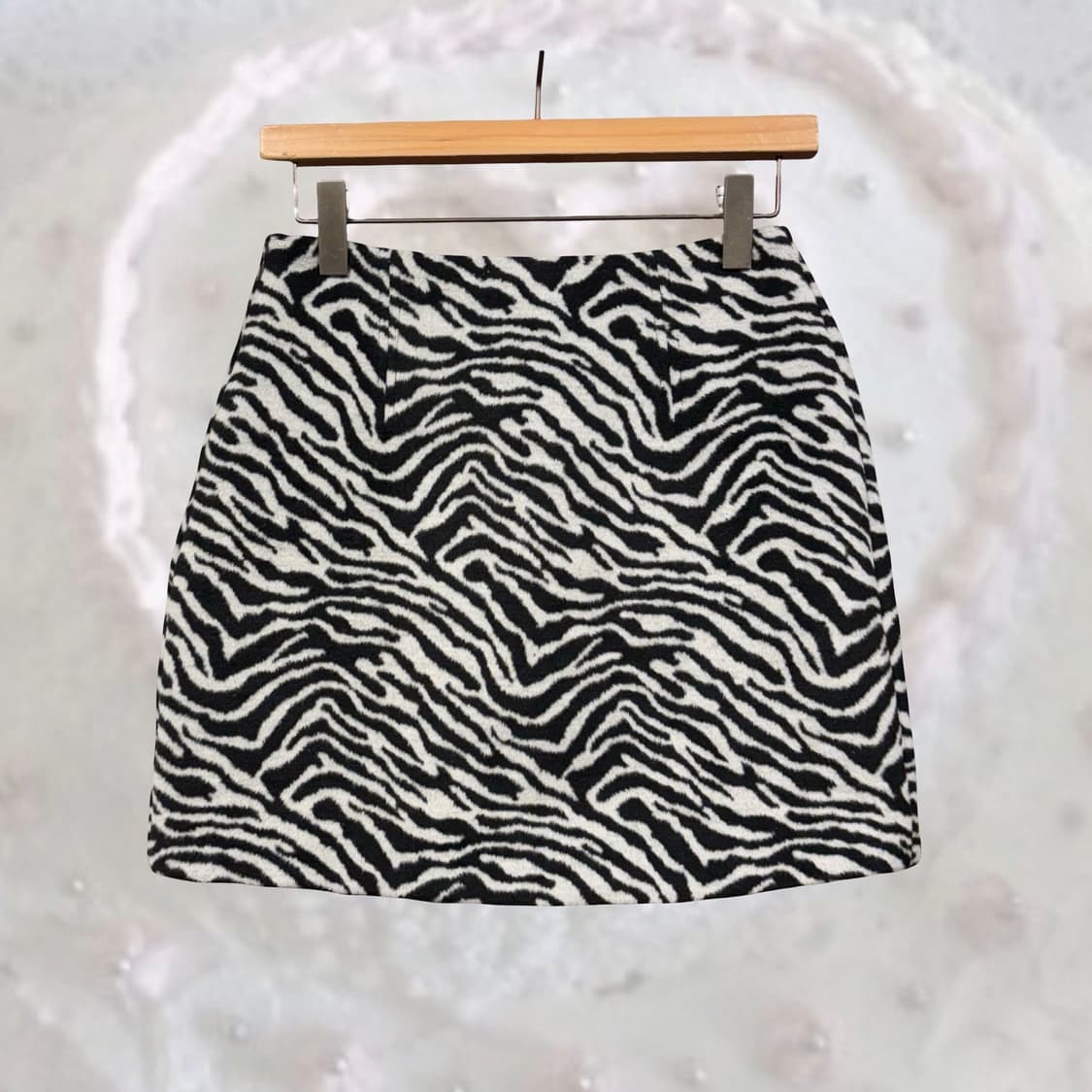 일본 빈티지 오네갸루 지브라 패턴 퍼 미니스커트 상품이미지1