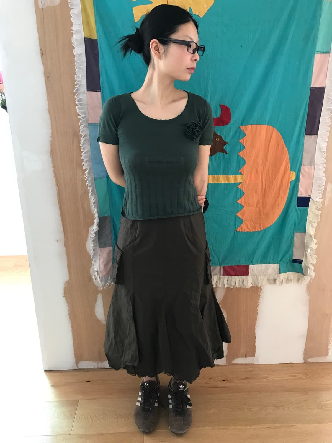 vintage rose green top 상품이미지6