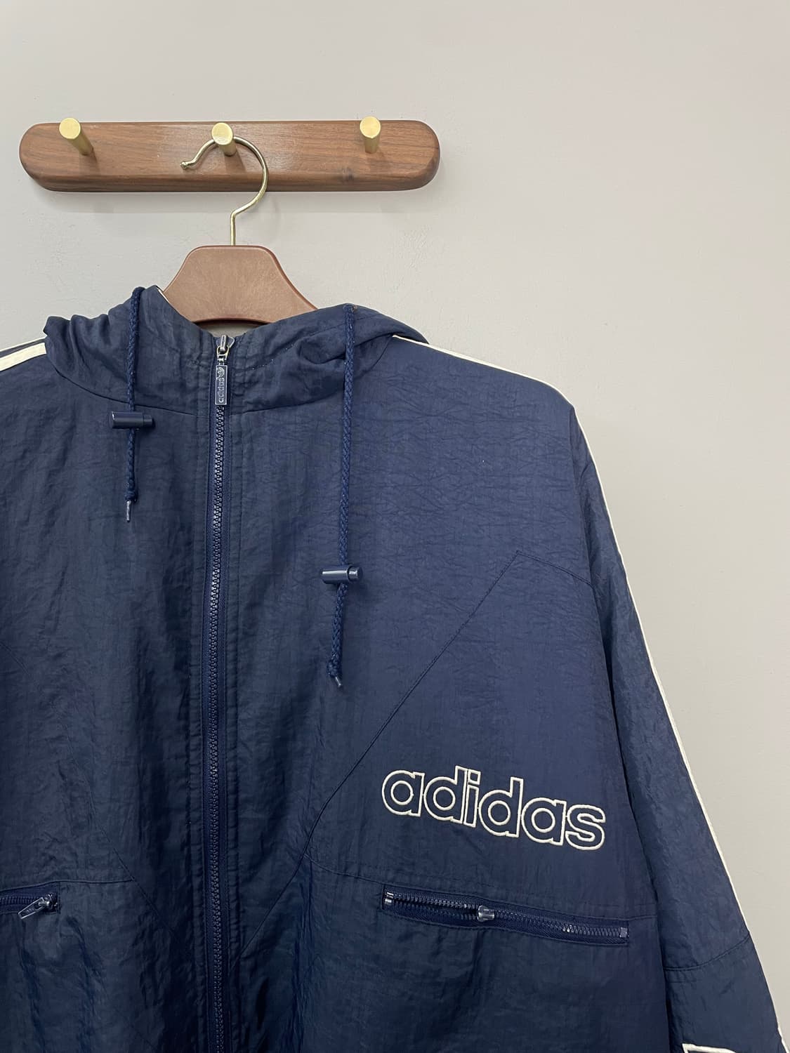 아디다스 90s 올드스쿨 나일론 트랙 네이비 바람막이 자켓 H1539 상품이미지3