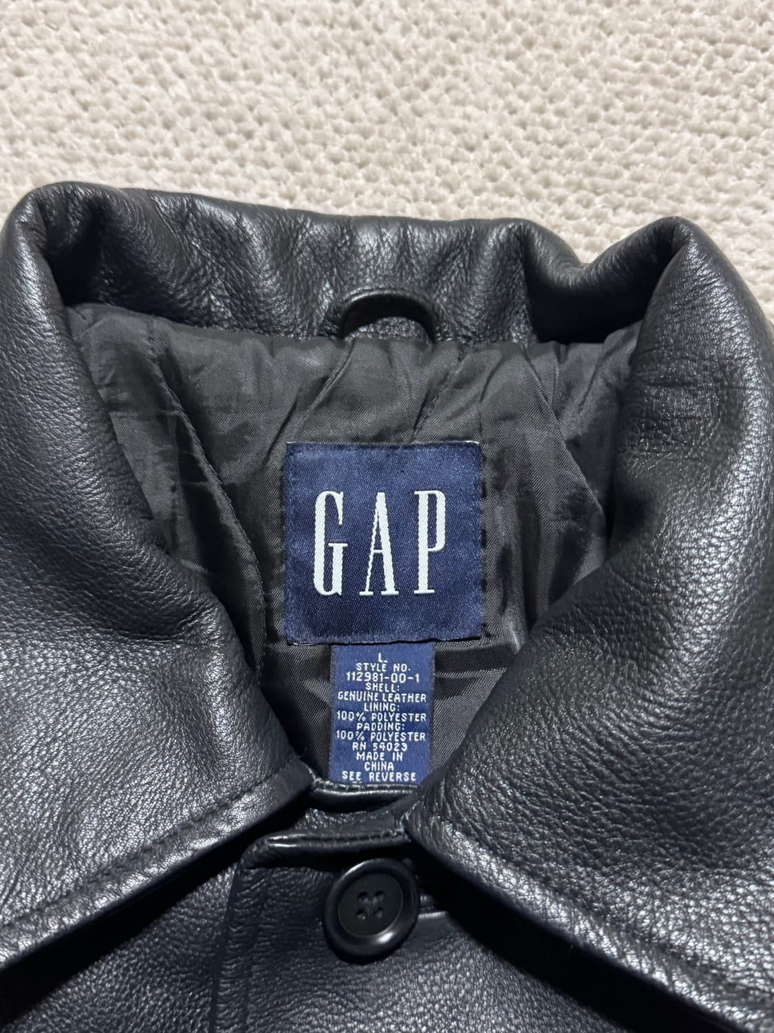 올드 GAP 카우레더 카코트 블랙 L 상품이미지4