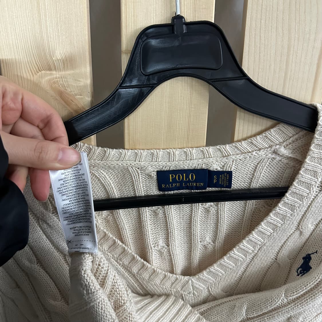 (S) 폴로 랄프로렌 크림 케이블 브이넥 니트 상품이미지5