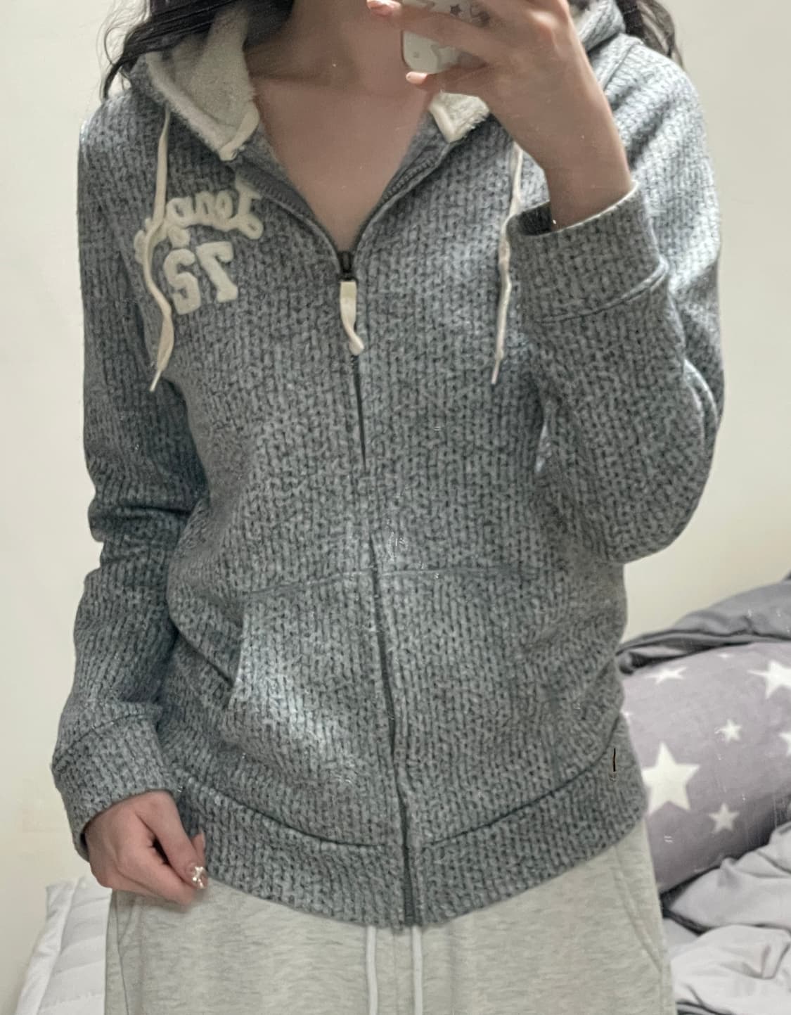 아베크롬비 그레이 양털 니트 후드집업 상품이미지3