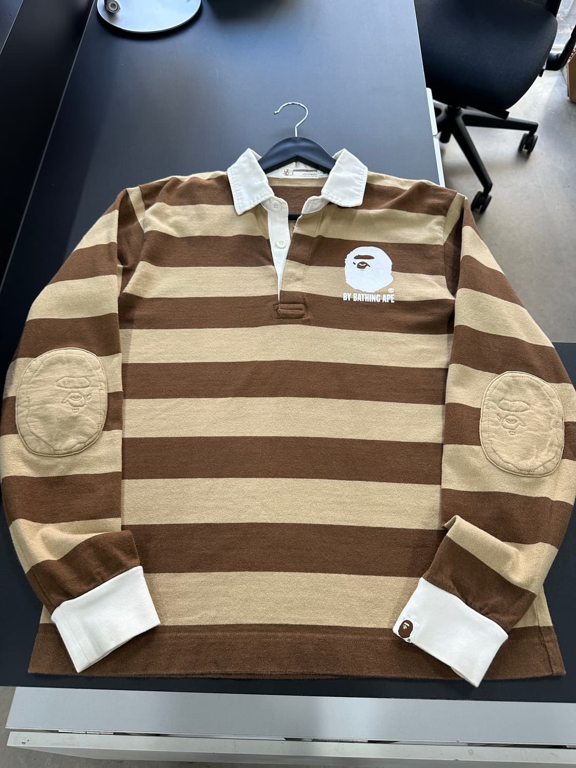 베이프 패치사루 스트라이프 럭비셔츠 롱슬리브 상품이미지5