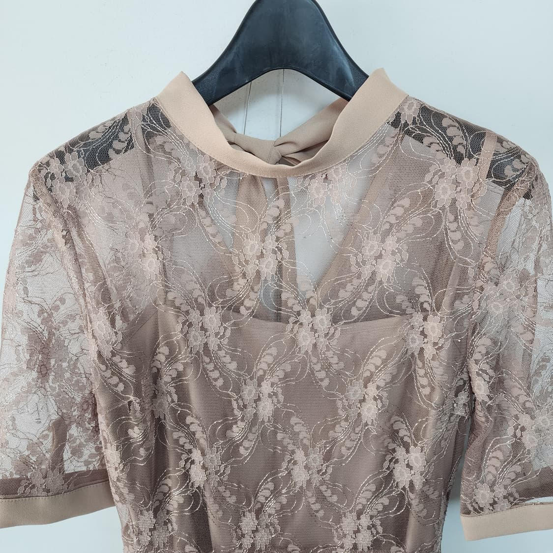 살롱 드 매그 시스루 롱 원피스 베이지톤 상품이미지2