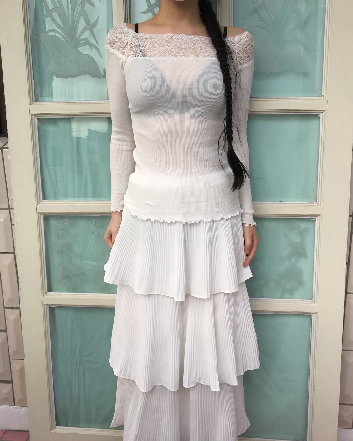 lace point ribbed sleeve 상품이미지1