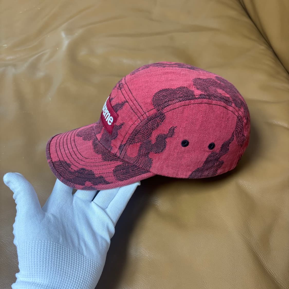 슈프림 캠프캡 모자 박스로고 플레임 데님 레드 상품이미지4