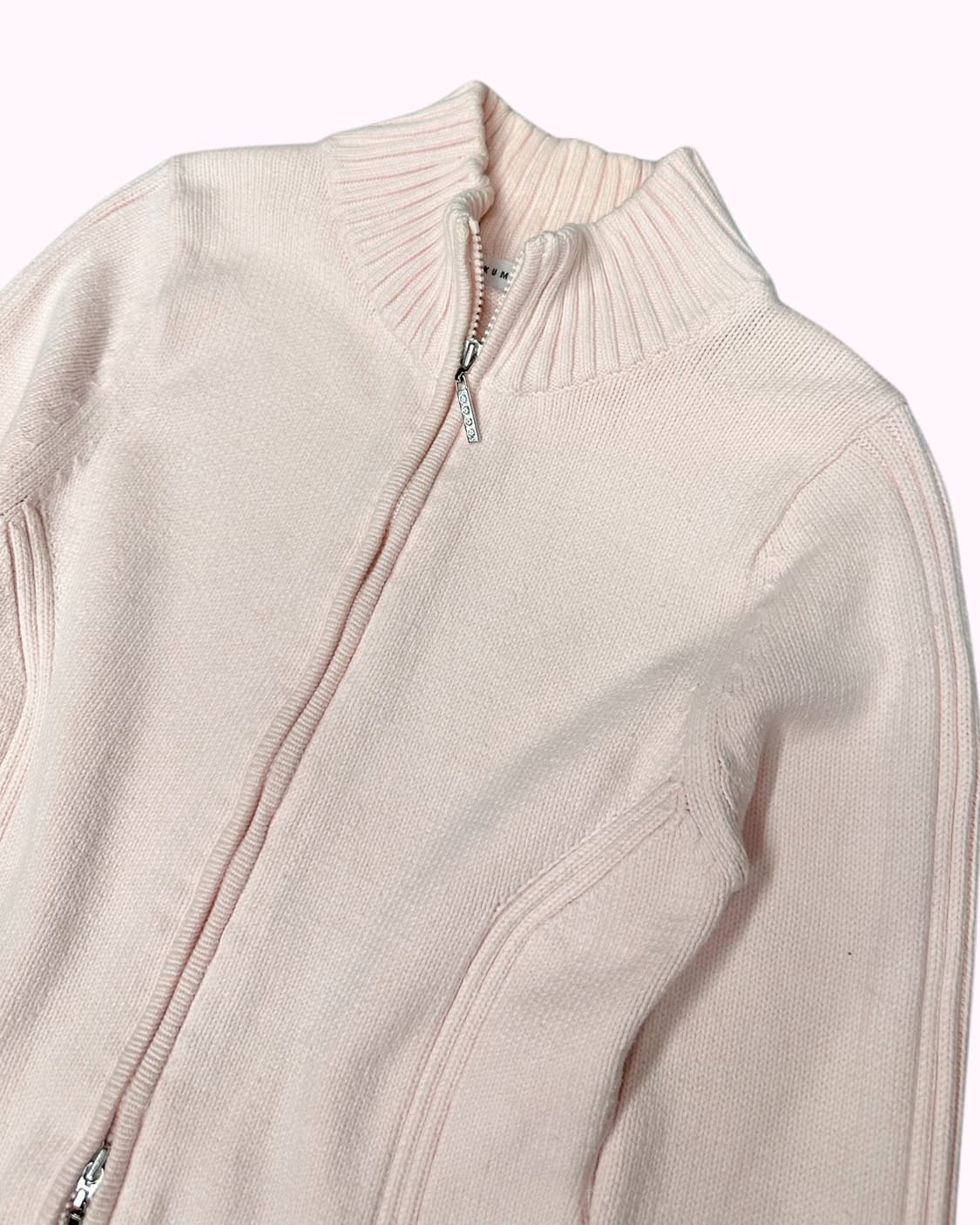 pink knit crop zip-up 상품이미지2