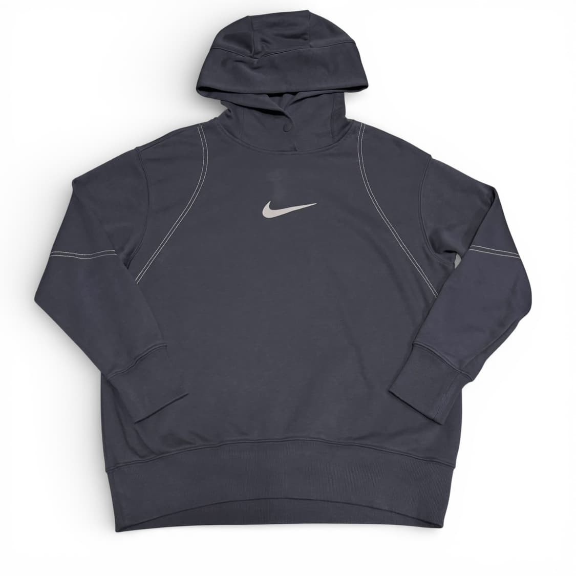 우먼 나이키 먹색 미들로고 스티치 후드티 상품이미지1