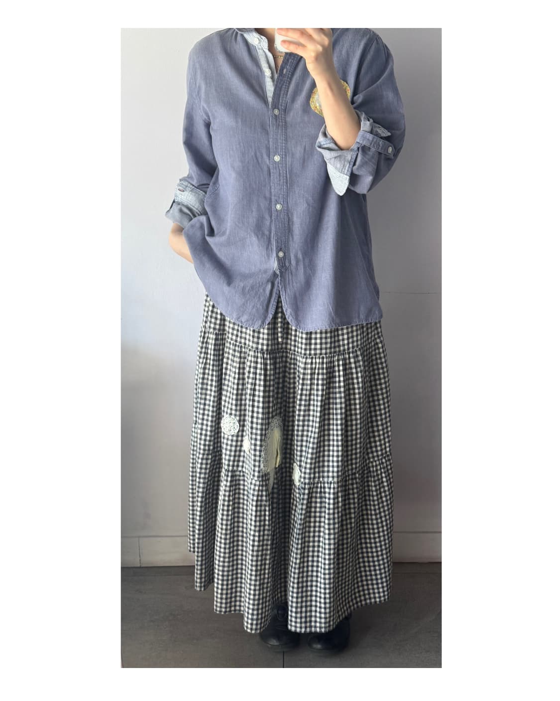 둥근카라 블라우스 수제패치 일본빈티지 상품이미지4