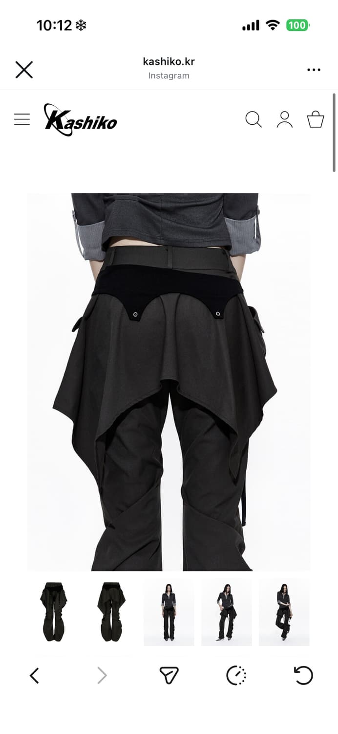 카시코 레이어드 스트랩 팬츠 카키 상품이미지2