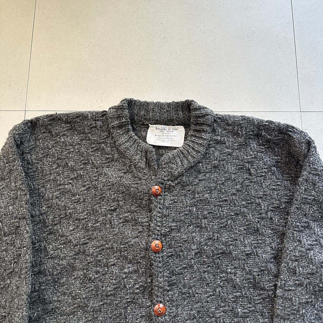 90s 에콰도르산 100% 울 빈티지 에스닉 패턴 니트 가디건 코위찬  상품이미지2