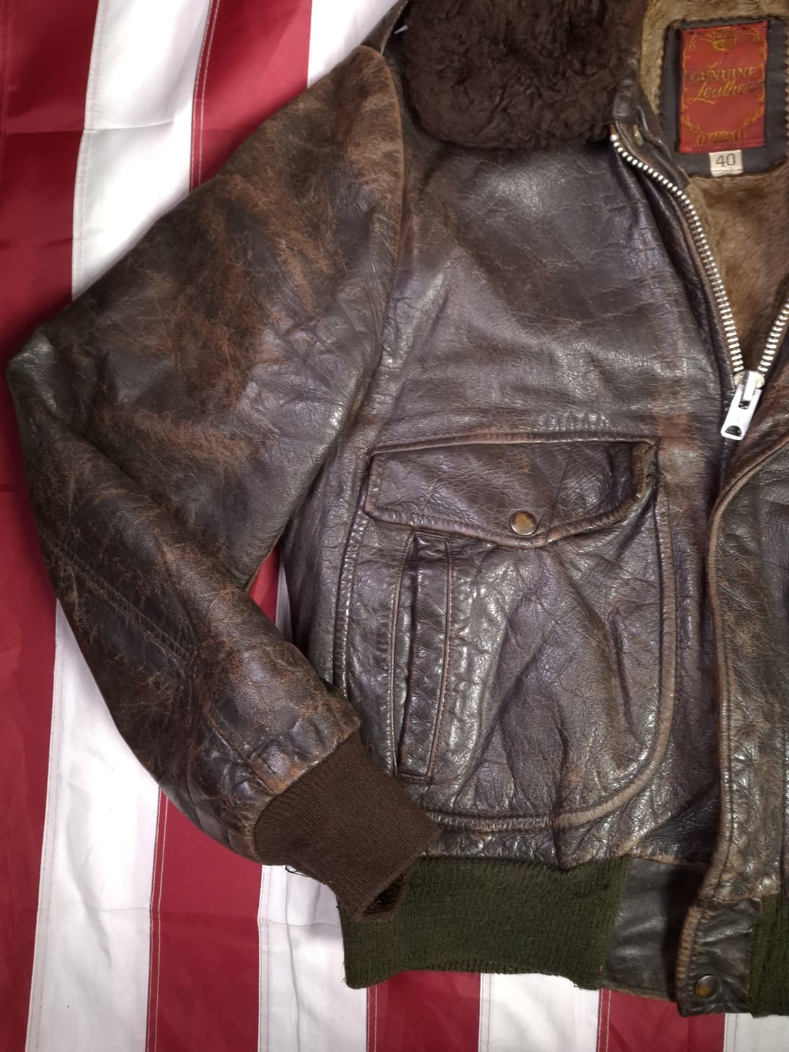 70's 미국제조 리얼레더 미해군 G-1 TYPE 항공자켓 상품이미지5