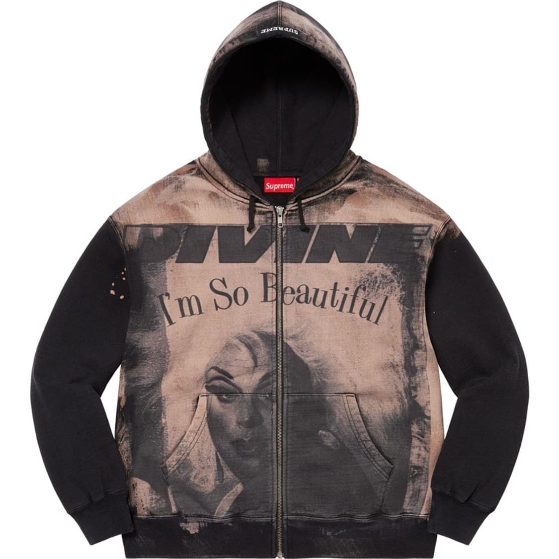 (M) 23ss 슈프림x디바인 후드 집업 블랙 상품이미지1