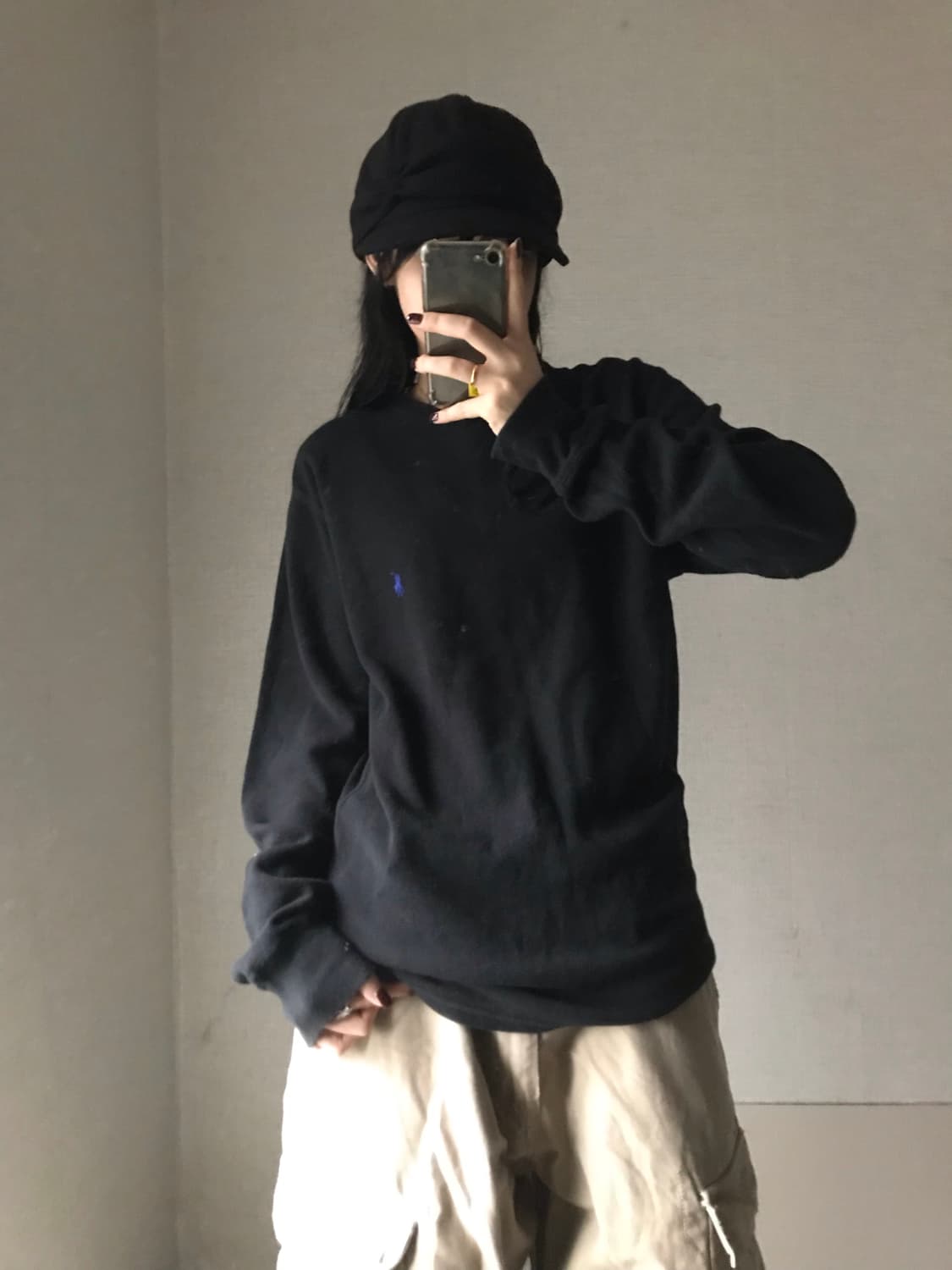 폴로 블랙 와플 롱슬리브 상품이미지1