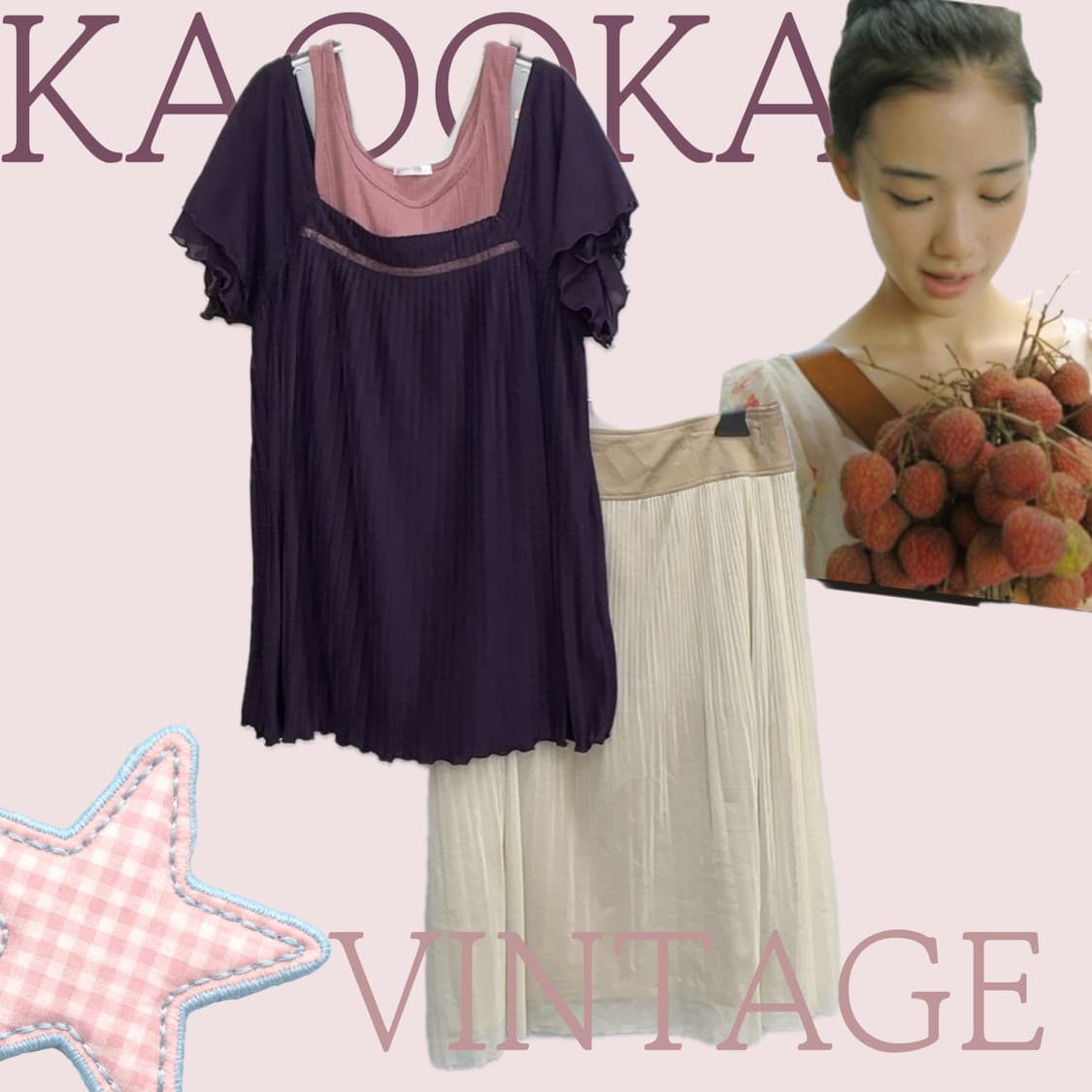 🫧하구미의 레이어드 코디세트🫧 블라우스 샤스커트 일본빈티지  상품이미지1