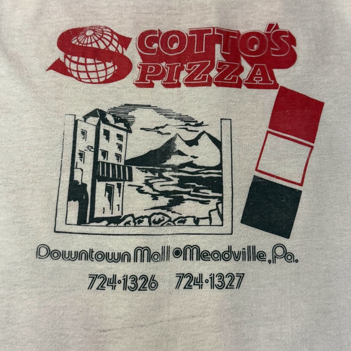 80s USA Hanes Cotto’s Pizza 링거 티셔츠 M  상품이미지5