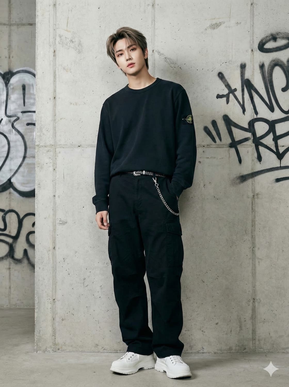 스톤아일랜드 블랙 기모 맨투맨_XL 상품이미지1