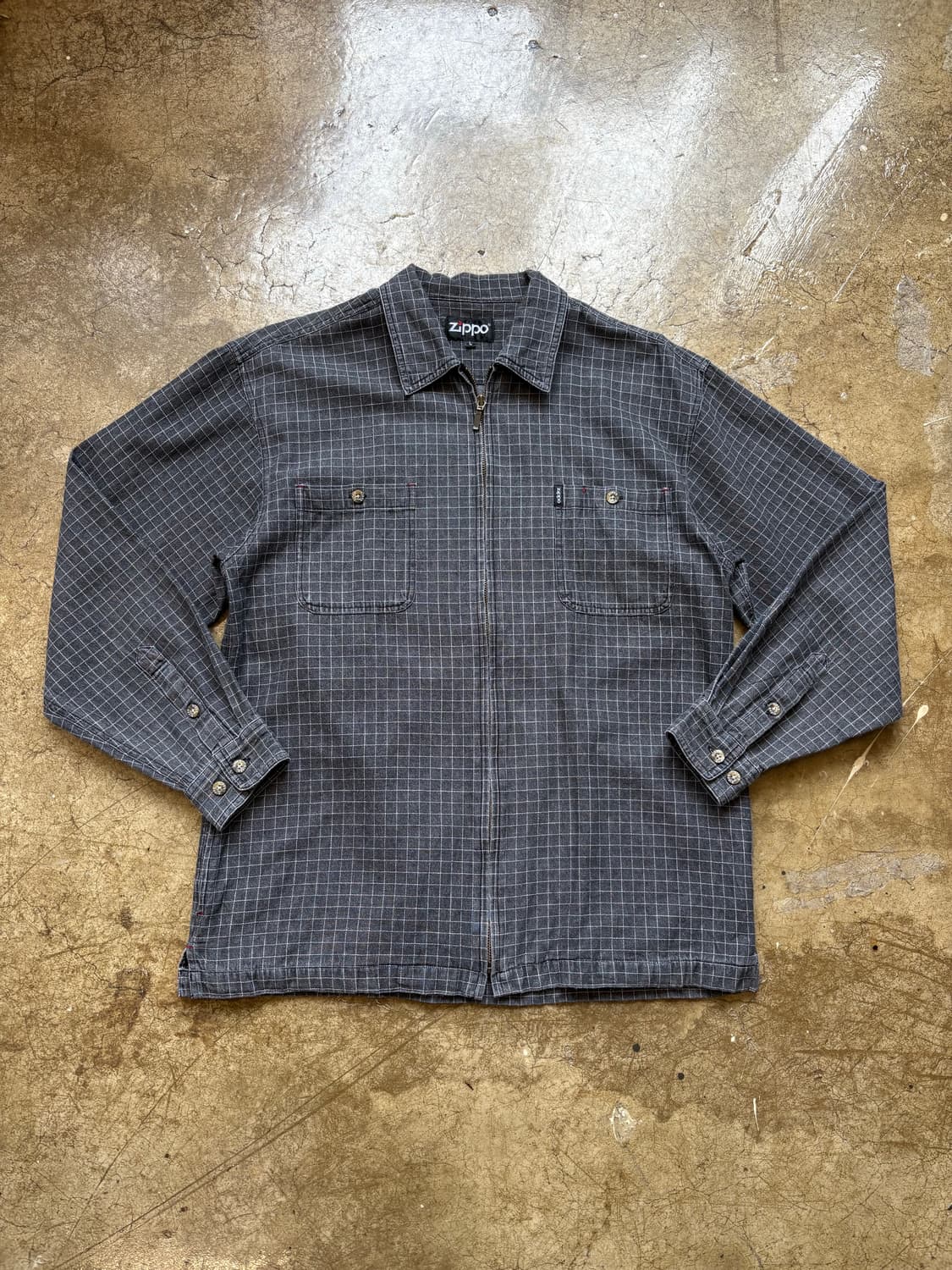 90s Zippo 체크 코튼 집업 재킷 상품이미지1