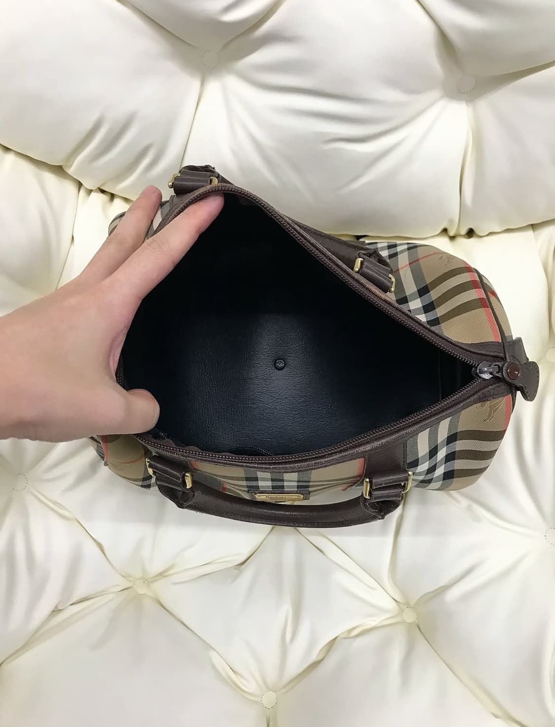 버버리 금장 노바체크 보스턴백 가방 상품이미지7