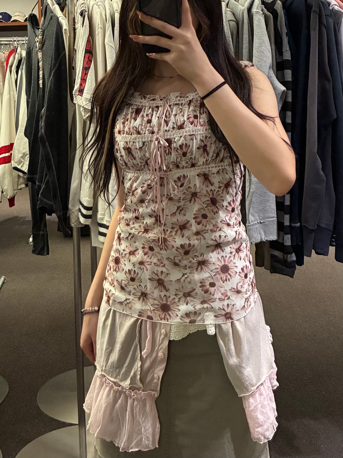 M)Japanese vintage 여성 플라워 패턴 레이스 블라우스 상품이미지2